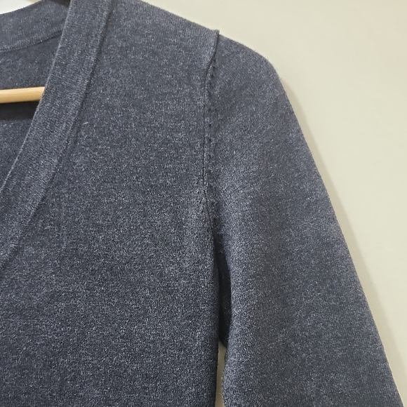 Banana Republic Charcoal Long Sleeve Dress Midi 60% Cotton 10% Rabbit Hair - Picture 4 of 9